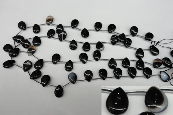 CAG4042 Top-drilled 10*14mm flat teardrop black agate beads