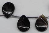 CAG4044 Top-drilled 13*18mm flat teardrop black agate beads