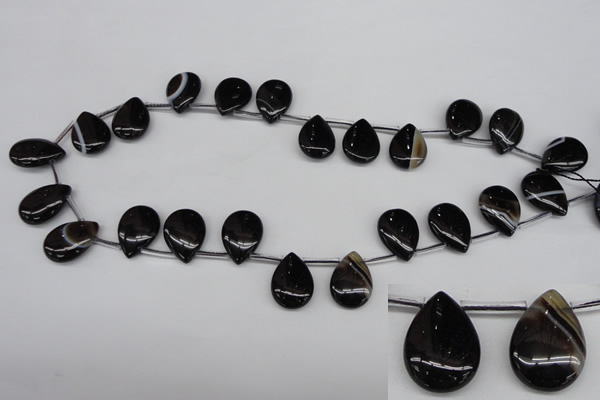 CAG4044 Top-drilled 13*18mm flat teardrop black agate beads