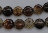 CAG4061 15.5 inches 10mm flat round dragon veins agate beads