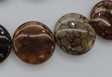 CAG4065 15.5 inches 20mm flat round dragon veins agate beads