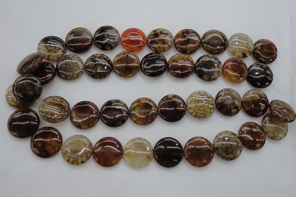 CAG4065 15.5 inches 20mm flat round dragon veins agate beads