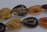 CAG4079 15.5 inches 10*14mm flat teardrop dragon veins agate beads