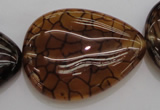 CAG4086 15.5 inches 30*40mm flat teardrop dragon veins agate beads