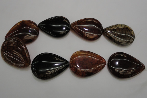 CAG4088 15.5 inches 38*50mm flat teardrop dragon veins agate beads