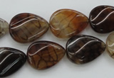 CAG4096 15.5 inches 13*18mm twisted flat teardrop dragon veins agate beads