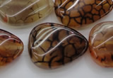 CAG4099 15.5 inches 22*30mm twisted flat teardrop dragon veins agate beads