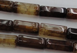 CAG4136 15.5 inches 7*14mm faceted tube dragon veins agate beads