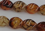 CAG4150 15.5 inches 8*12mm twisted rice dragon veins agate beads