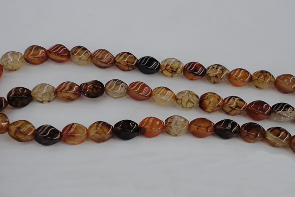 CAG4150 15.5 inches 8*12mm twisted rice dragon veins agate beads