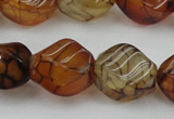 CAG4151 15.5 inches 10*14mm twisted rice dragon veins agate beads