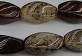 CAG4155 15.5 inches 13*25mm twisted rice dragon veins agate beads