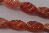 CAG4185 15.5 inches 6*12mm twisted rice natural fire agate beads