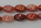 CAG4186 15.5 inches 8*16mm twisted rice natural fire agate beads