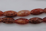 CAG4195 15.5 inches 8*16mm faceted rice natural fire agate beads