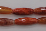 CAG4196 15.5 inches 9*25mm faceted rice natural fire agate beads