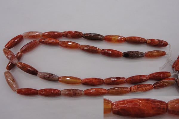 CAG4196 15.5 inches 9*25mm faceted rice natural fire agate beads