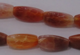 CAG4199 15.5 inches 7*14mm twisted trihedron natural fire agate beads