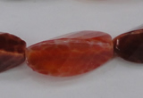 CAG4202 10*20mm faceted & twisted trihedron natural fire agate beads