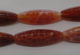 CAG4206 15.5 inches 10*30mm trihedron natural fire agate beads