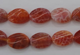 CAG4238 15.5 inches 10*14mm twisted oval natural fire agate beads