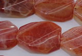 CAG4242 22*30mm faceted & twisted octagonal natural fire agate beads