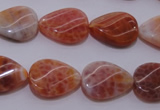 CAG4245 15.5 inches 13*18mm twisted flat teardrop natural fire agate beads