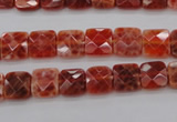 CAG4250 15.5 inches 8*8mm faceted square natural fire agate beads