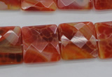 CAG4253 15.5 inches 18*18mm faceted square natural fire agate beads