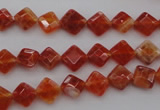 CAG4260 15.5 inches 6*6mm faceted diamond natural fire agate beads