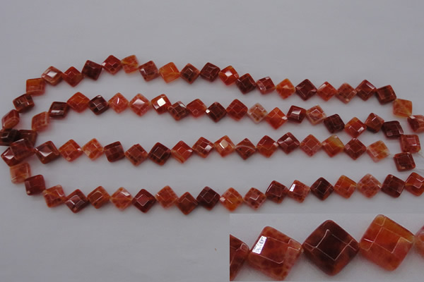 CAG4261 15.5 inches 8*8mm faceted diamond natural fire agate beads