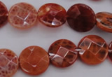 CAG4266 15.5 inches 15mm faceted coin natural fire agate beads