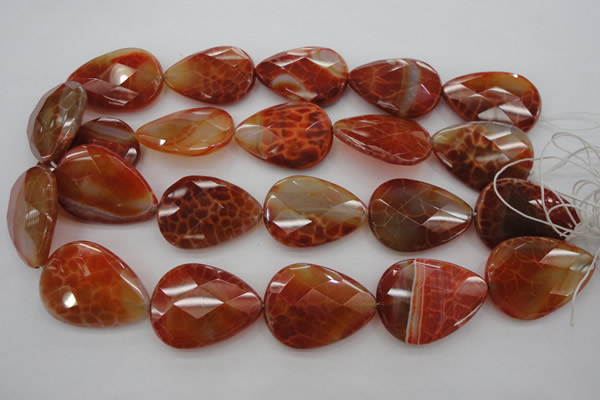 CAG4276 15.5 inches 25*35mm faceted flat teardrop natural fire agate beads