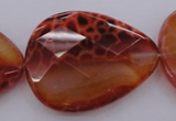 CAG4277 15.5 inches 30*40mm faceted flat teardrop natural fire agate beads