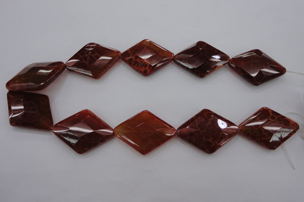 CAG4279 15.5 inches 28*40mm faceted diamond natural fire agate beads