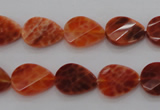 CAG4282 10*14mm faceted & twisted teardrop natural fire agate beads