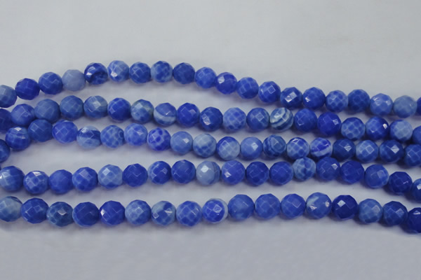 CAG4312 15.5 inches 8mm faceted round dyed blue fire agate beads