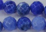 CAG4314 15.5 inches 12mm faceted round dyed blue fire agate beads