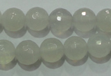 CAG4350 15.5 inches 8mm faceted round white agate beads wholesale