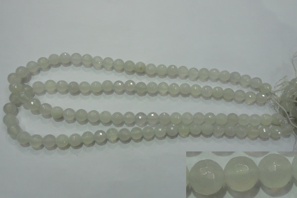 CAG4350 15.5 inches 8mm faceted round white agate beads wholesale