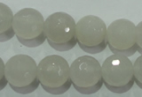 CAG4351 15.5 inches 10mm faceted round white agate beads wholesale