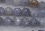 CAG4361 15.5 inches 6mm faceted round blue lace agate beads