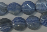 CAG4380 15.5 inches 16mm flat round dyed blue lace agate beads