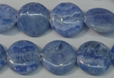 CAG4381 15.5 inches 18mm flat round dyed blue lace agate beads