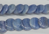 CAG4392 15.5 inches 14mm flat round dyed blue lace agate beads