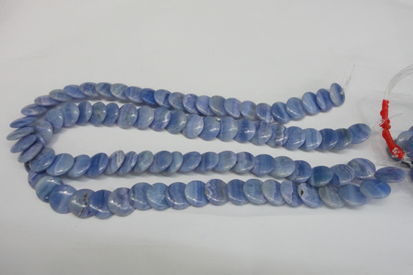 CAG4392 15.5 inches 14mm flat round dyed blue lace agate beads