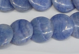 CAG4393 15.5 inches 18mm flat round dyed blue lace agate beads