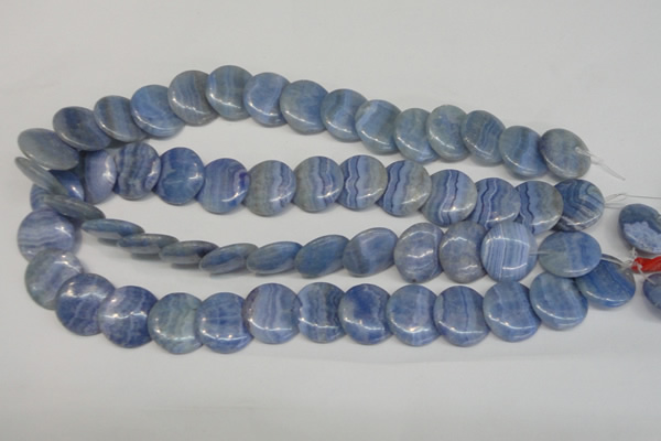 CAG4394 15.5 inches 20mm flat round dyed blue lace agate beads