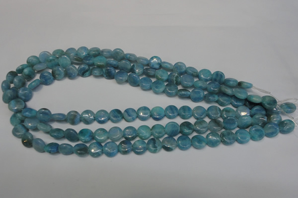 CAG4420 15.5 inches 10mm flat round dyed blue lace agate beads