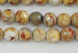 CAG4482 15.5 inches 6mm faceted round fire crackle agate beads